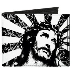 Canvas Bi-Fold Wallet - Jesus Black White