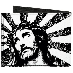 Canvas Bi-Fold Wallet - Jesus Black White