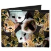 Canvas Bi-Fold Wallet - Kitten Faces Scattered Black