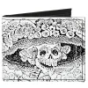 Canvas Bi-Fold Wallet - La Catrina Black White