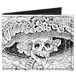 Canvas Bi-Fold Wallet - La Catrina Black White