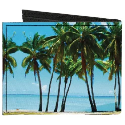 Canvas Bi-Fold Wallet - Landscape Beach Palm Trees