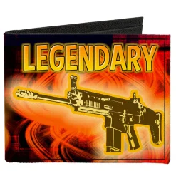 Canvas Bi-Fold Wallet - LEGENDARY AR Flames Black Oranges Yellows