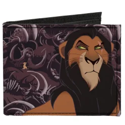 Canvas Bi-Fold Wallet - Lion King Scar Pose Elephant Graveyard Bones Browns