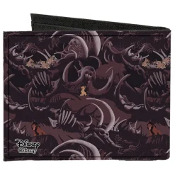 Canvas Bi-Fold Wallet - Lion King Scar Pose Elephant Graveyard Bones Browns