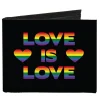Canvas Bi-Fold Wallet - LOVE IS LOVE Heart Black Rainbow