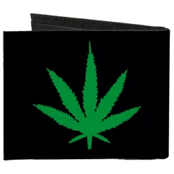 Canvas Bi-Fold Wallet - Marijuana Leaf Repeat Black Green