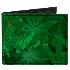 Canvas Bi-Fold Wallet - Marijuana Leaves Stacked
