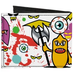 Canvas Bi-Fold Wallet - Monsters White