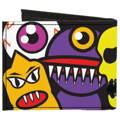 Canvas Bi-Fold Wallet - Monsters CLOSE-UP Black