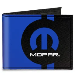 Canvas Bi-Fold Wallet - MOPAR Logo Stripe2 Black Blue