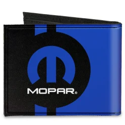 Canvas Bi-Fold Wallet - MOPAR Logo Stripe2 Black Blue