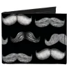 Canvas Bi-Fold Wallet - Mustache Sketch Black White