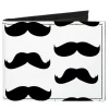 Canvas Bi-Fold Wallet - Mustaches White Black