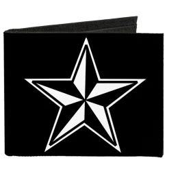 Canvas Bi-Fold Wallet - Nautical Star Black White