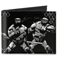 Canvas Bi-Fold Wallet - Ninja Turtles Street Group Pose17 Black Grays