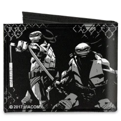Canvas Bi-Fold Wallet - Ninja Turtles Street Group Pose17 Black Grays