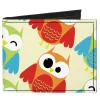 Canvas Bi-Fold Wallet - Owl Eyes Yellow Reds Blues