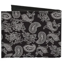 Canvas Bi-Fold Wallet - Paisley Black White