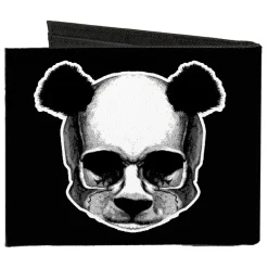 Canvas Bi-Fold Wallet - Panda Skulls