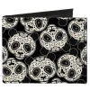 Canvas Bi-Fold Wallet - Panda Bear Sugar Skull Scattered Black White
