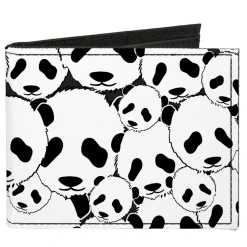 Canvas Bi-Fold Wallet - Panda Bear Stacked