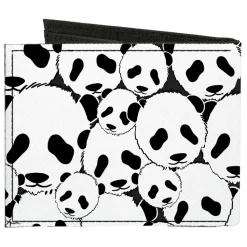 Canvas Bi-Fold Wallet - Panda Bear Stacked