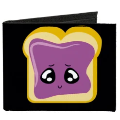 Canvas Bi-Fold Wallet - Peanut Butter w Mustache & Jelly