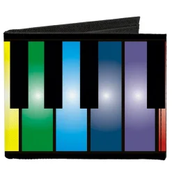 Canvas Bi-Fold Wallet - Piano Keys Rainbow