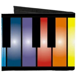 Canvas Bi-Fold Wallet - Piano Keys Rainbow