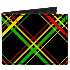 Canvas Bi-Fold Wallet - Plaid X Rasta