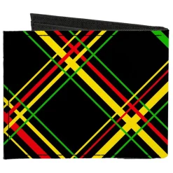 Canvas Bi-Fold Wallet - Plaid X Rasta