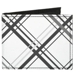 Canvas Bi-Fold Wallet - Plaid X White Gray