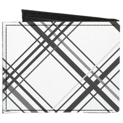 Canvas Bi-Fold Wallet - Plaid X White Gray