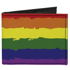 Canvas Bi-Fold Wallet - Rainbow Stripe Painted