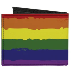 Canvas Bi-Fold Wallet - Rainbow Stripe Painted