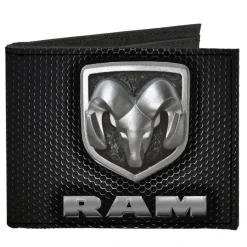 Canvas Bi-Fold Wallet - RAM Shield Logo Text Honeycomb Black Grays