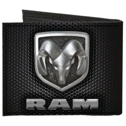 Canvas Bi-Fold Wallet - RAM Shield Logo Text Honeycomb Black Grays