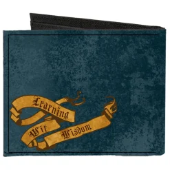 Canvas Bi-Fold Wallet - RAVENCLAW Eagle Crest + LEARNING WIT WISDOM Banner Blues Golds