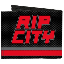 Canvas Bi-Fold Wallet - RIP CITY Stripe Mesh Black Gray Red