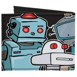 Canvas Bi-Fold Wallet - Robots CLOSE-UP Black