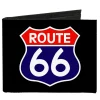 Canvas Bi-Fold Wallet - ROUTE 66 Highway Sign Black White Red Blue