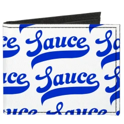 Canvas Bi-Fold Wallet - SAUCE Baseball Script White/Blue