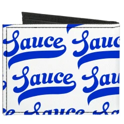 Canvas Bi-Fold Wallet - SAUCE Baseball Script White/Blue