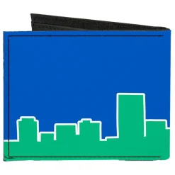 Canvas Bi-Fold Wallet - Seattle Skyline Blue Green