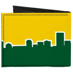 Canvas Bi-Fold Wallet - Seattle Skyline Yellow Emerald Green
