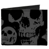 Canvas Bi-Fold Wallet - Skulls Stacked Weathered Black Gray