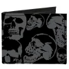 Canvas Bi-Fold Wallet - Skull Pile Black Gray