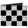 Canvas Bi-Fold Wallet - Smiley Sad Face Checker Black/White