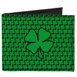 Canvas Bi-Fold Wallet - St. Pat's Clovers Green